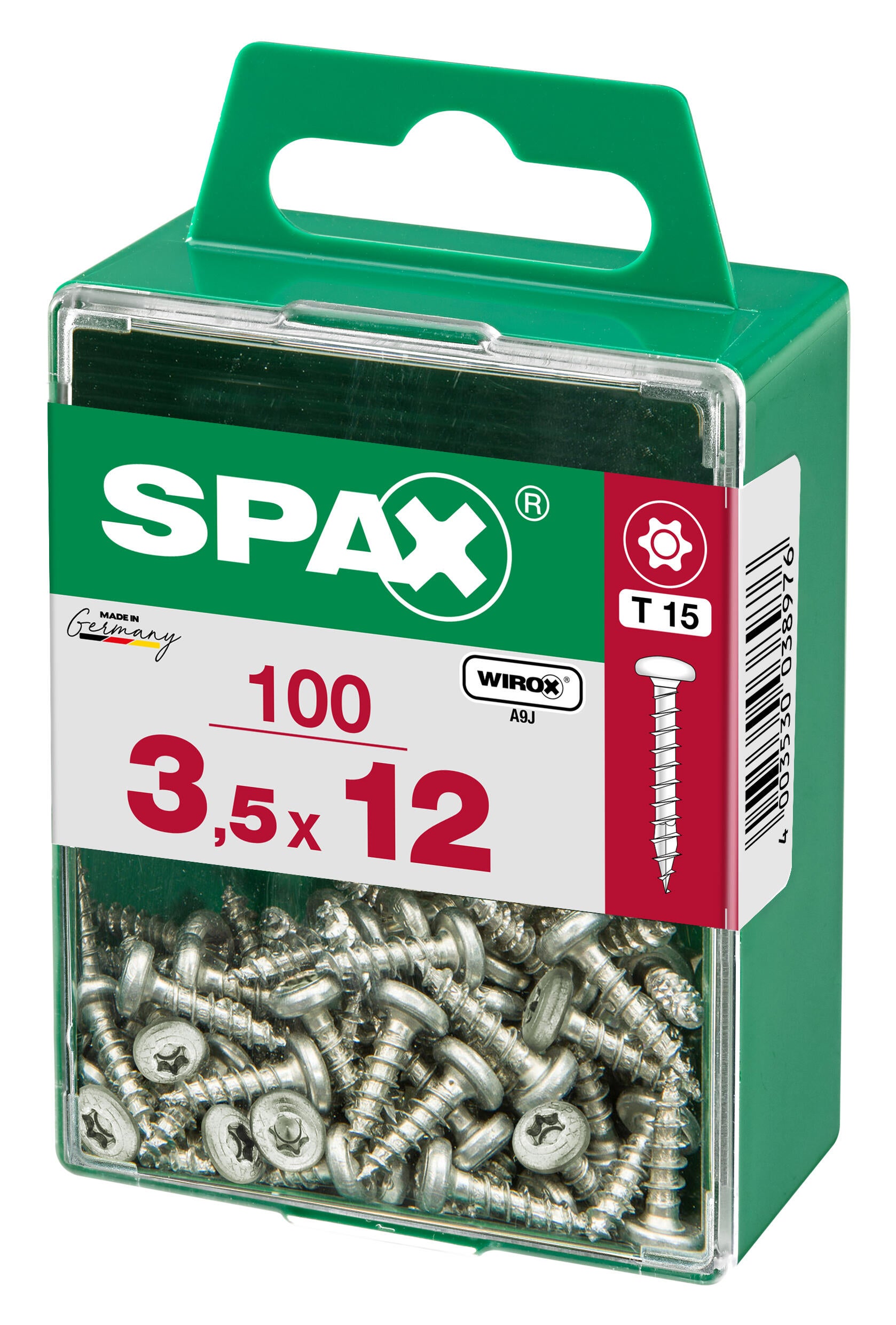 100 vis acier tête ronde t-star+ SPAX, Ø3.5 x L.12 mm - 3