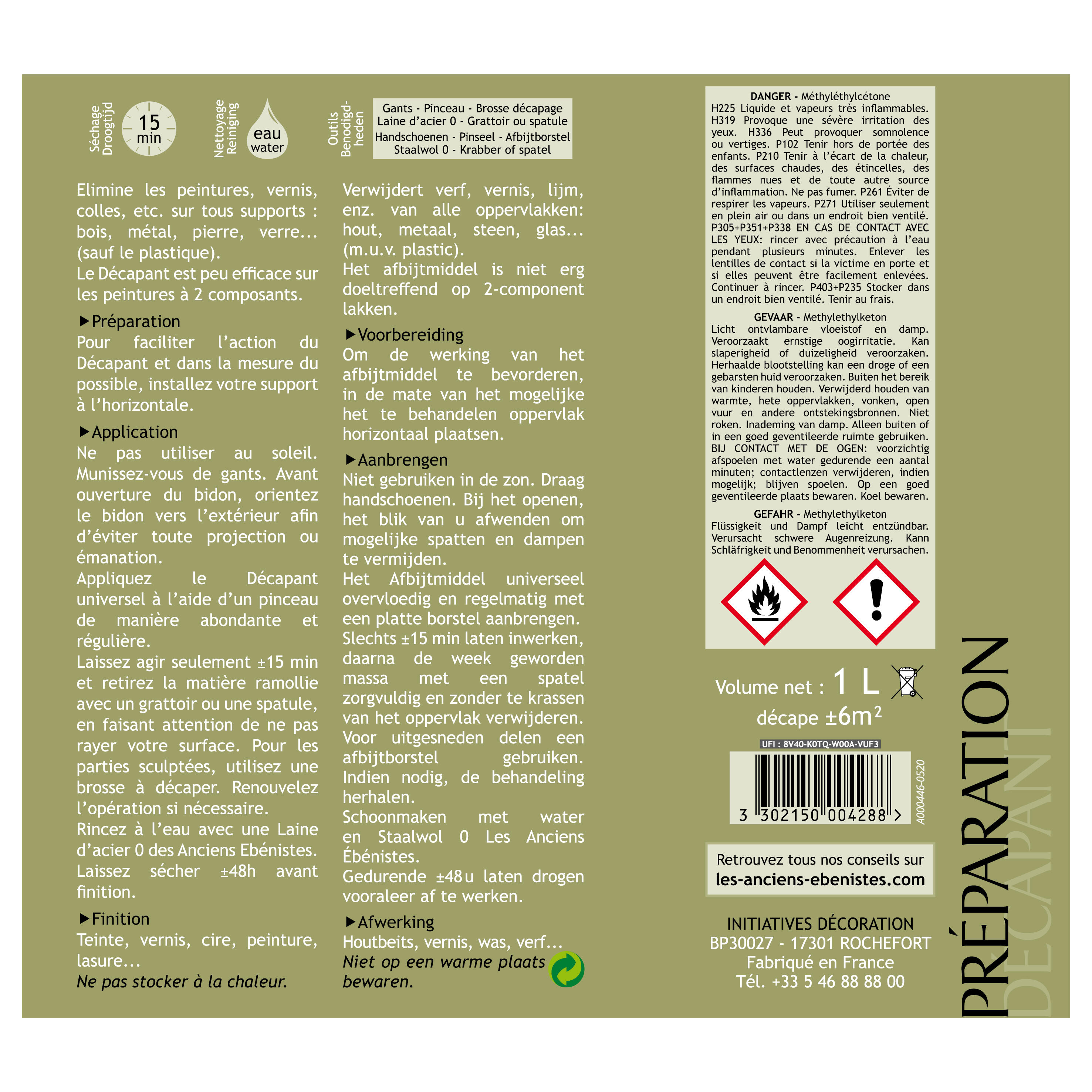 Décapant universel LES ANCIENS EBENISTES Meubles 1 l - 4