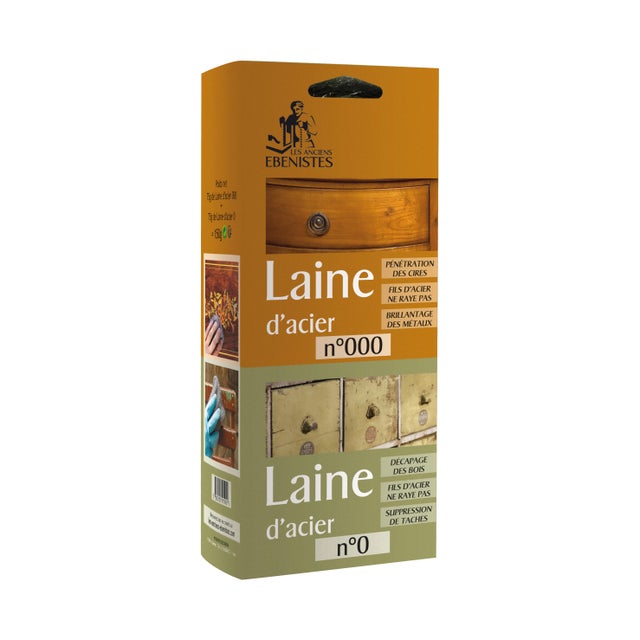 Duo de laine d'acier n°0 / N° 000 75 g - LES ANCIENS EBENISTES