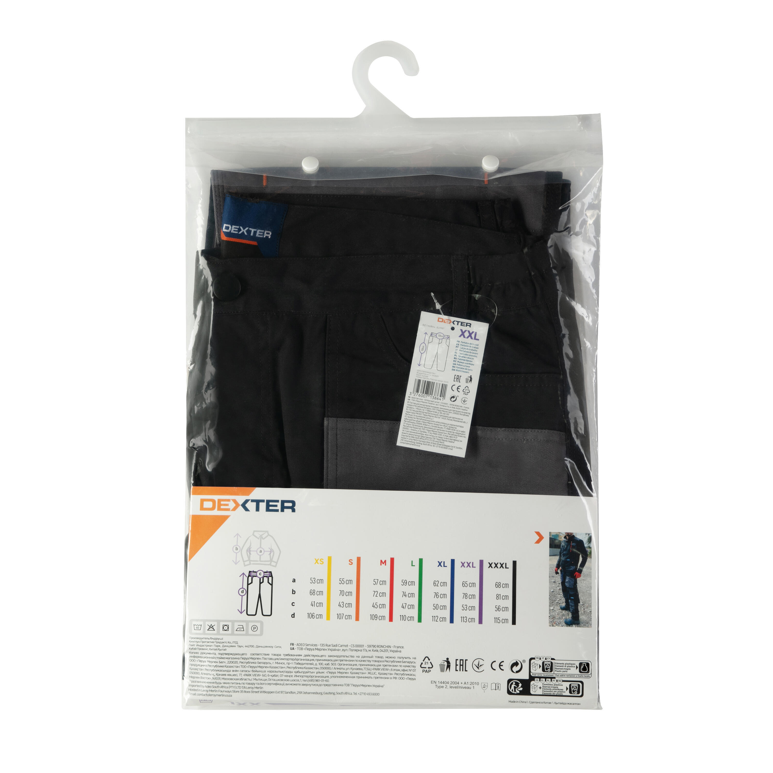 Calças de trabalho preto/cinza tamanho XXL Dexter - 11