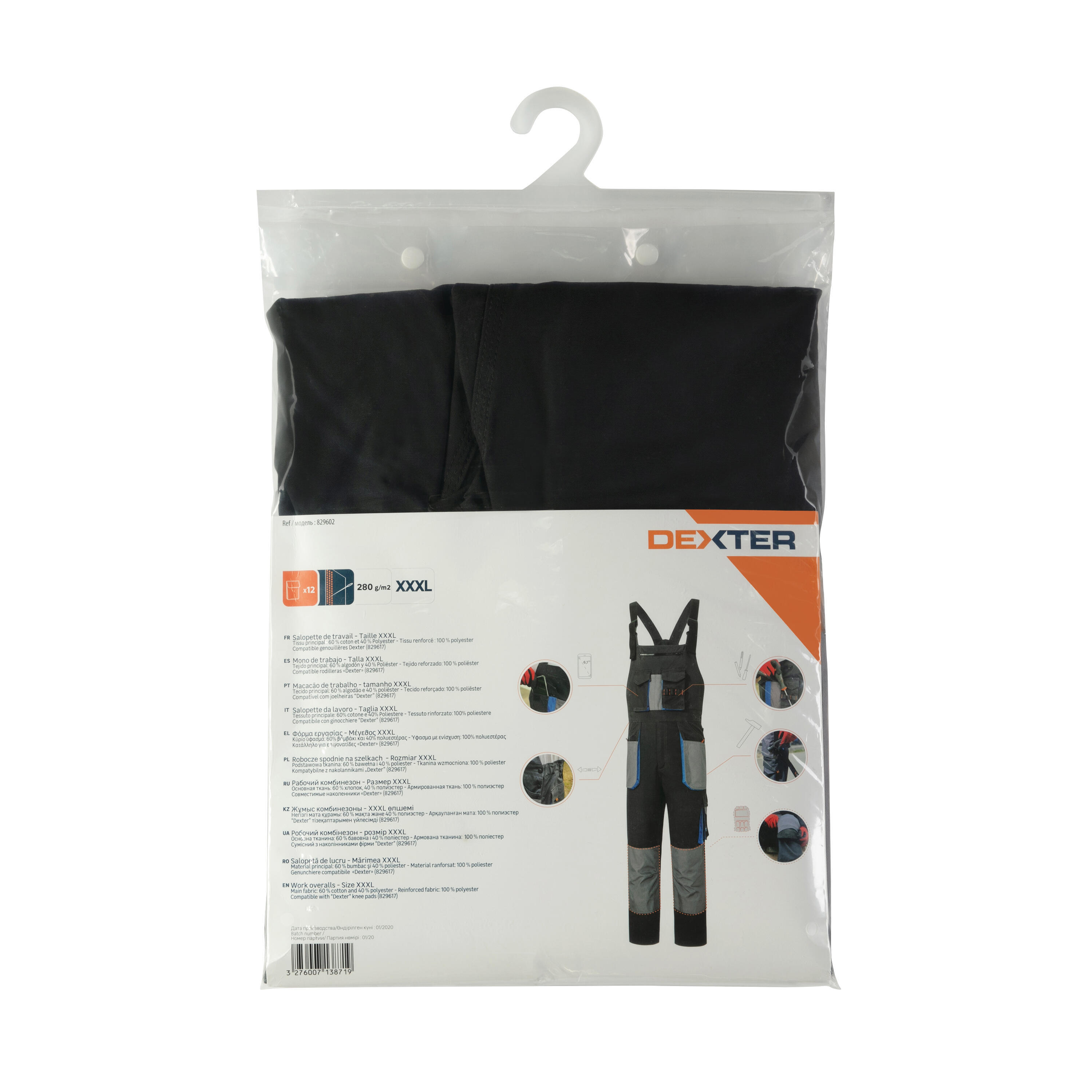 Salopette de travail DEXTER noir / gris taille XXXL - 12