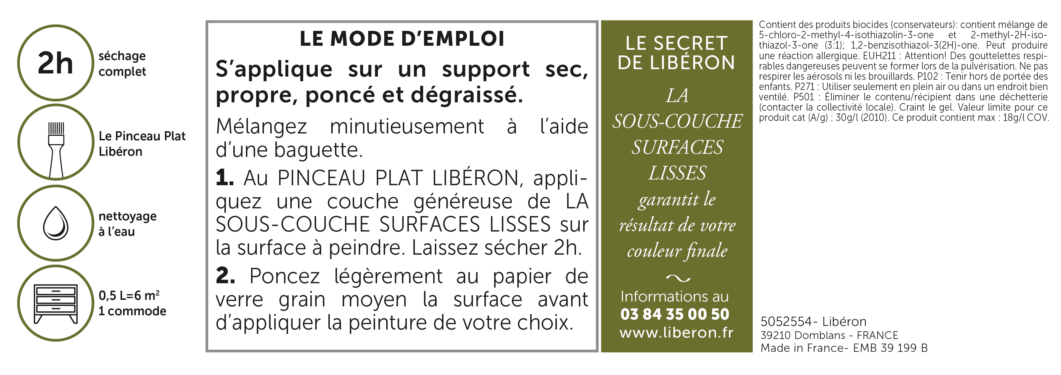 Sous-couche LIBÉRON Bois, surface lisse blanc 0.5L - 3