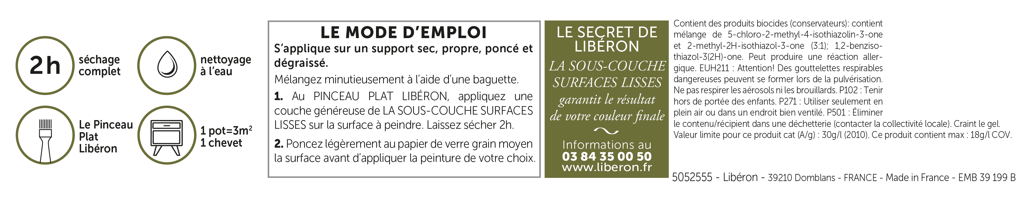 Sous-couche LIBÉRON Bois, surface lisse blanc 0.25L - 4
