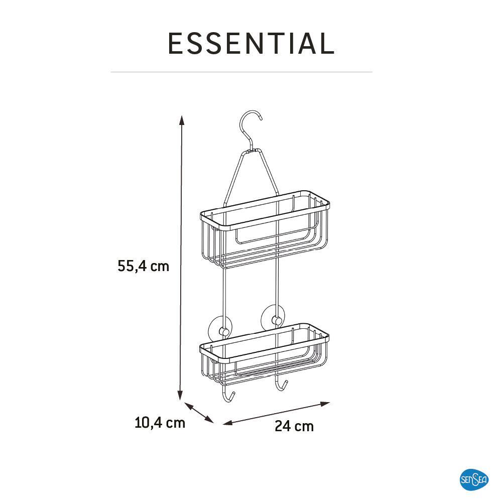 Etagère de bain / douche a suspendre, chromé, Essential 2 niveaux - 8