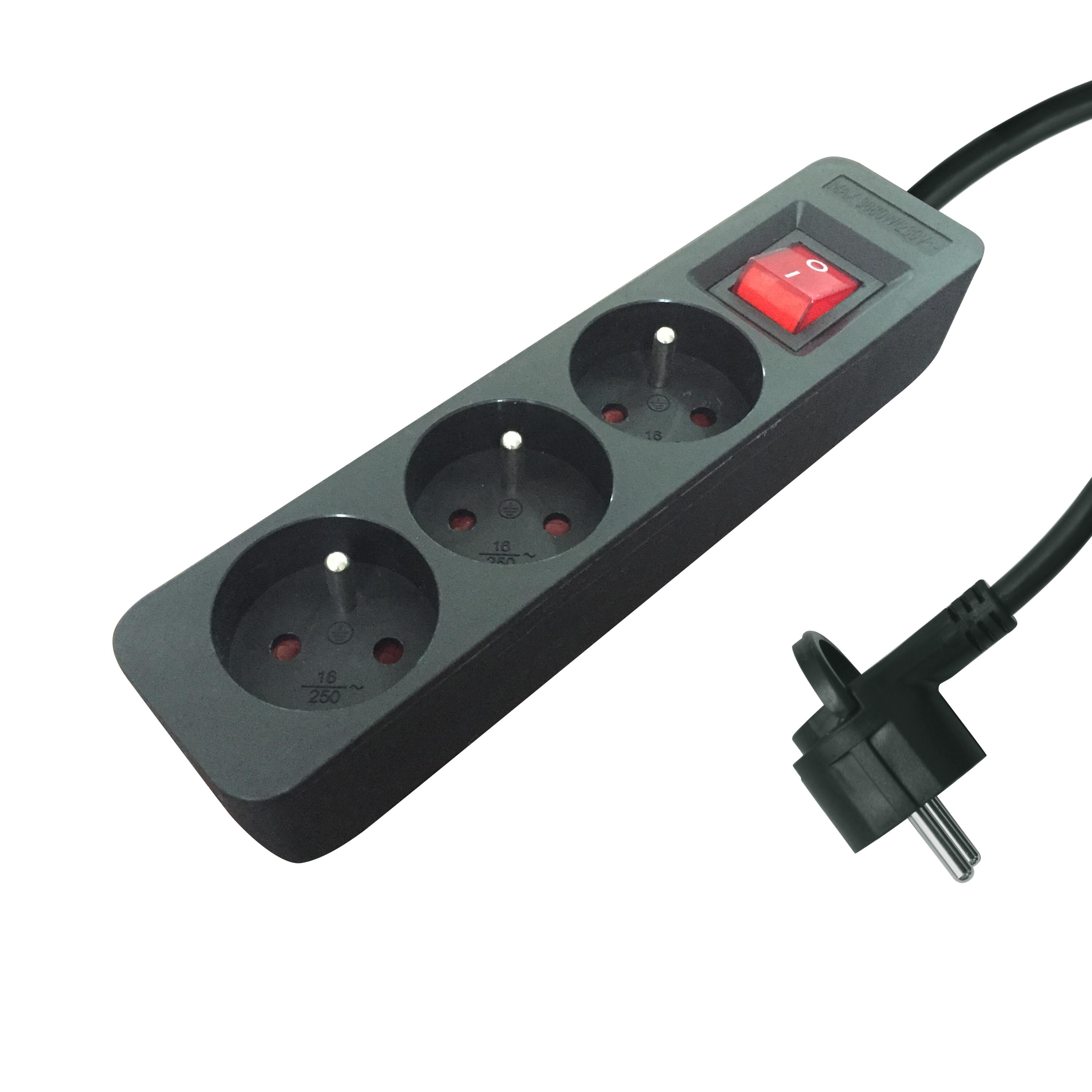 Multiprise filaire, 3 prises noir, 1.5M, LEXMAN - 2