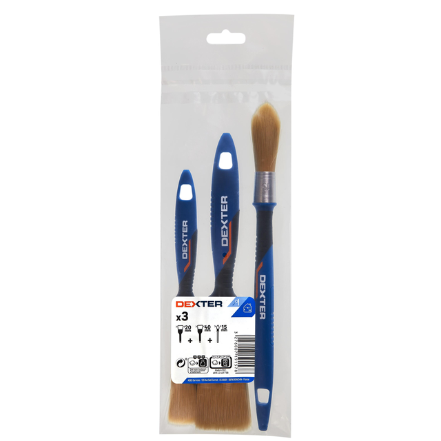 Lot de pinceaux x3 pour peindre une surface lisse, DEXTER