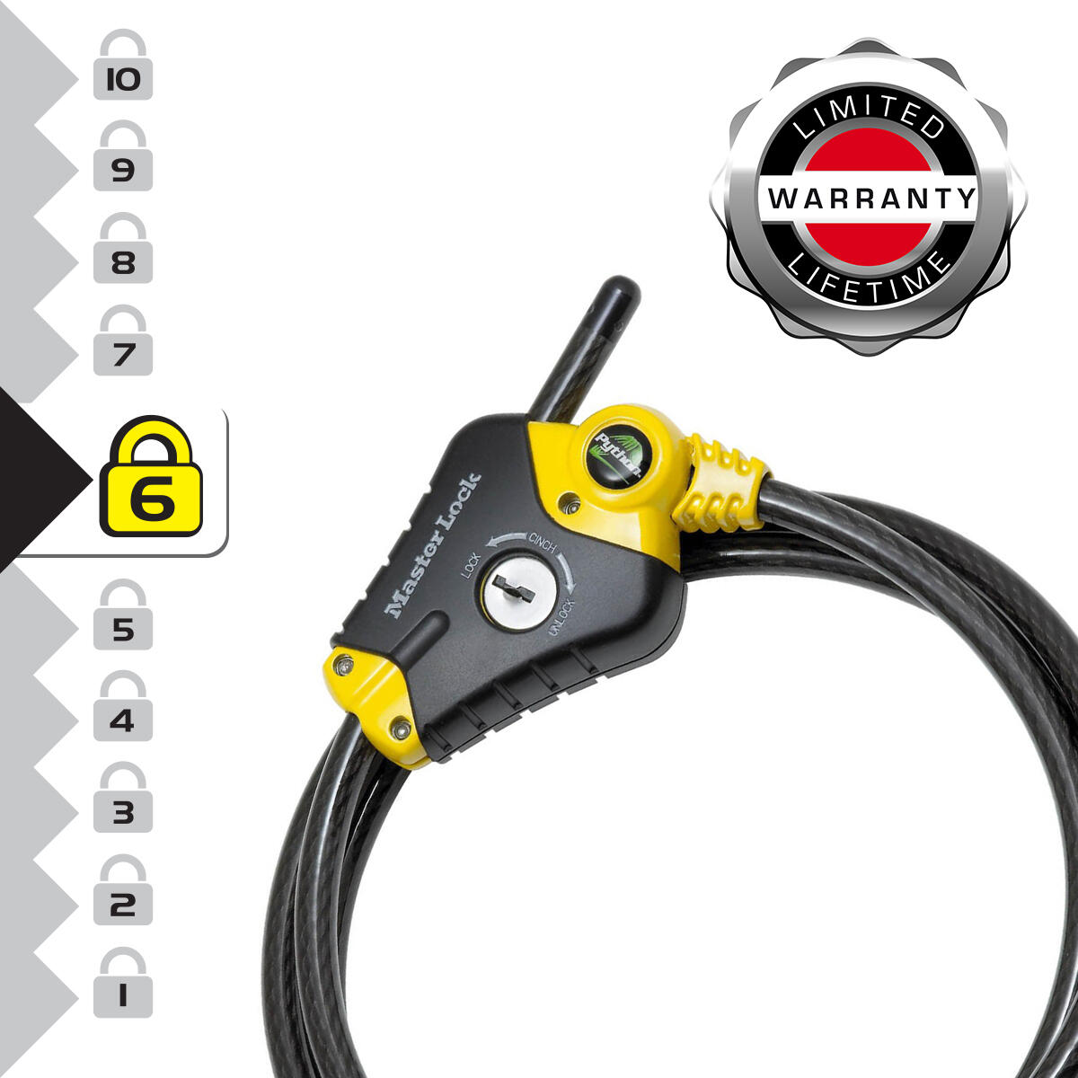 Câble antivol MASTER LOCK, L.4.5 m x Diam.10 mm - 4