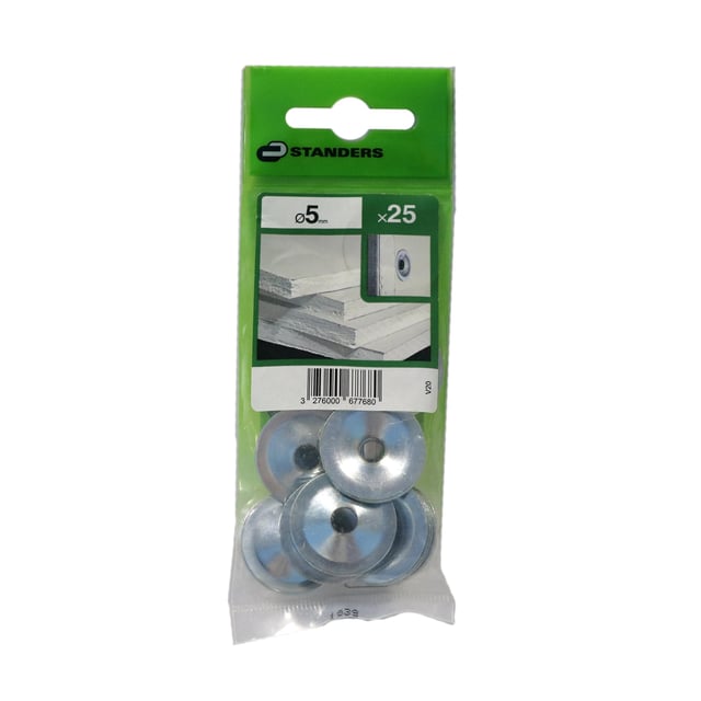 25 rondelle pour plaque de plâtre acier zingué STANDERS, Ø5 mm