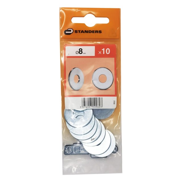 10 rondelles acier zingué STANDERS, Ø8 mm