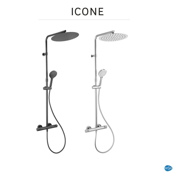 coloris disponibles chrome et noir colonne de douche meca icone sensea