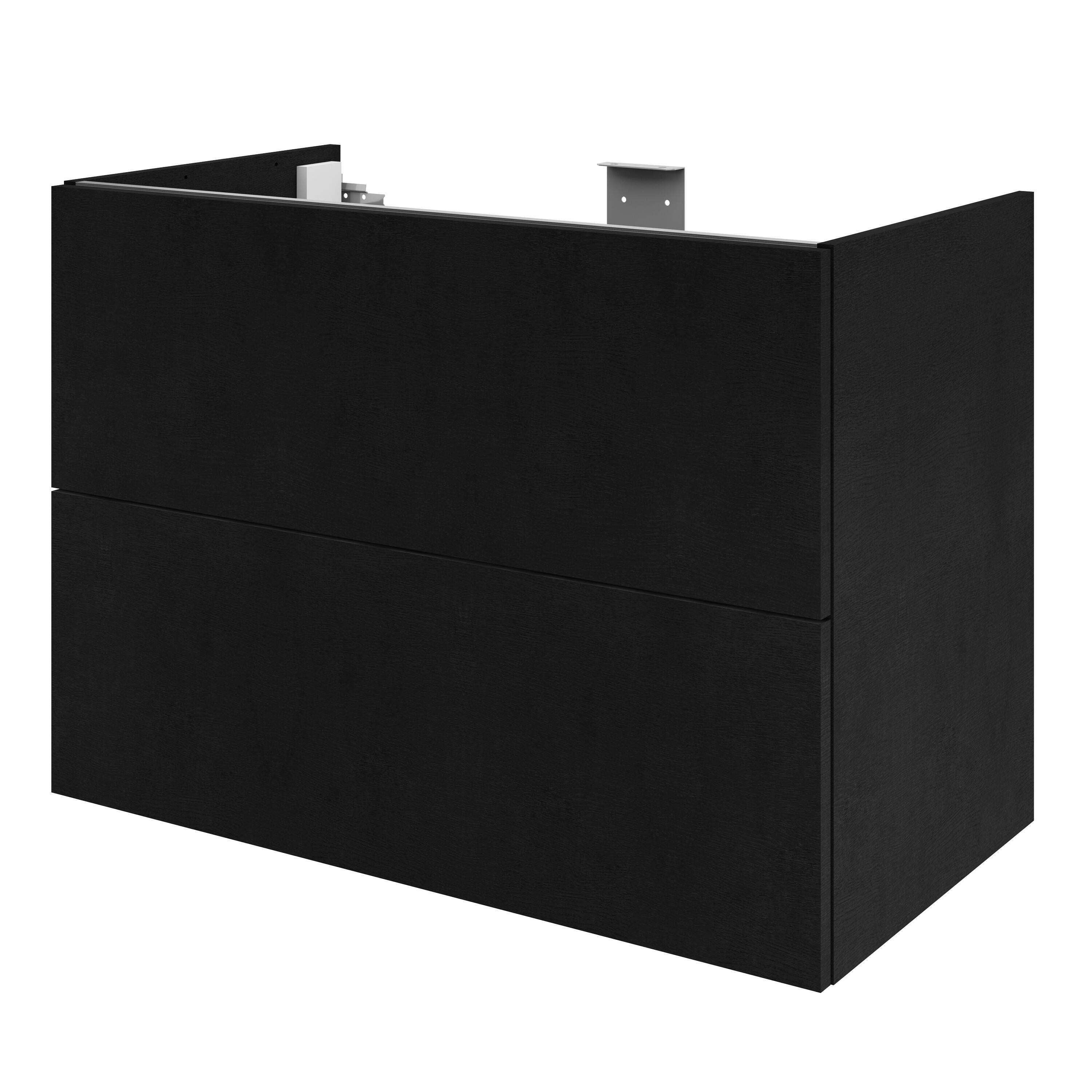Mobile da bagno sospeso sotto lavabo L 90 x H 64 x P 48 cm nero lucido, 2 cassetti SENSEA Neo - 2
