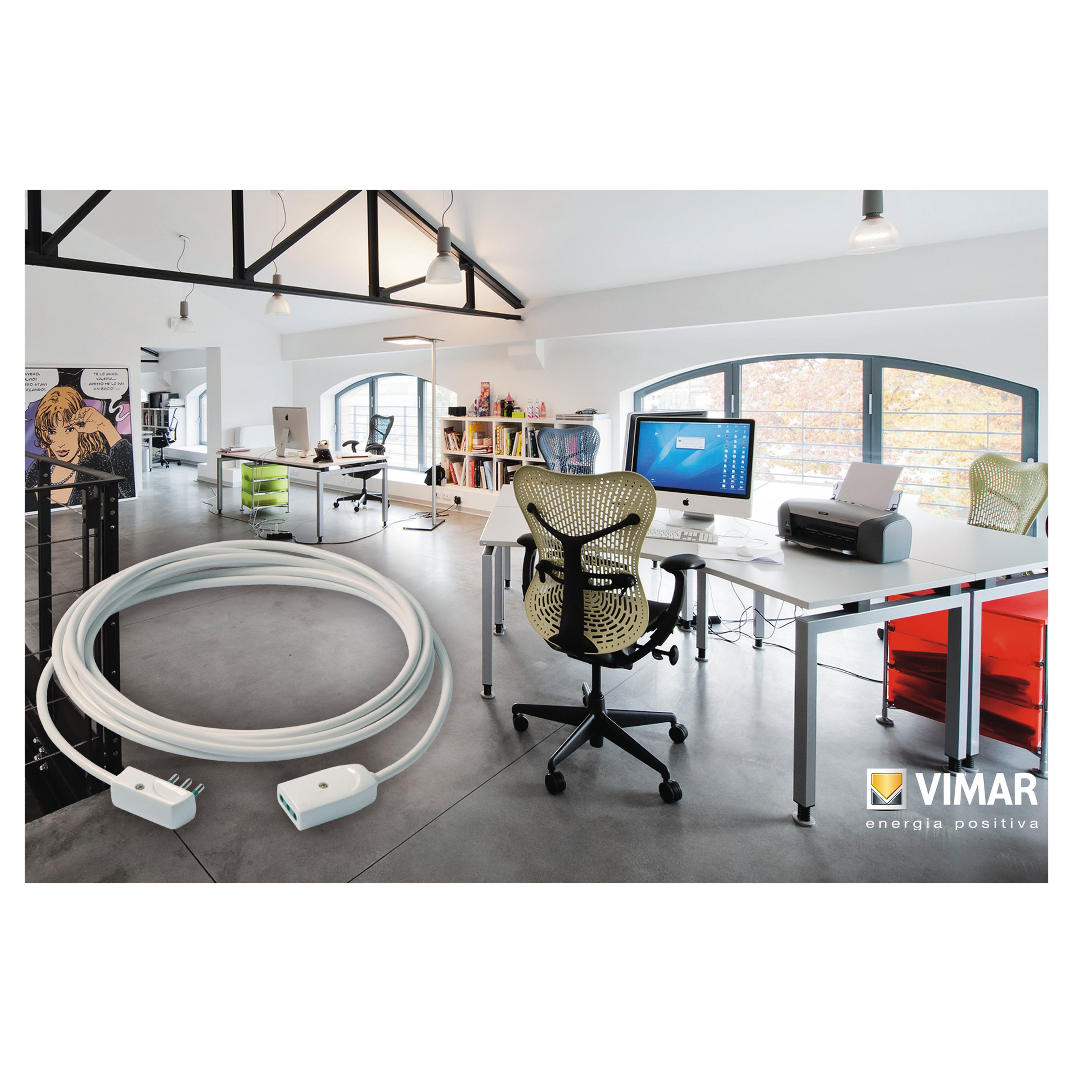Prolunga elettrica VIMAR 5m nero H05VV-F, 3G0.75 mm² spina 2P+T 10A, presa 2P+T - 2