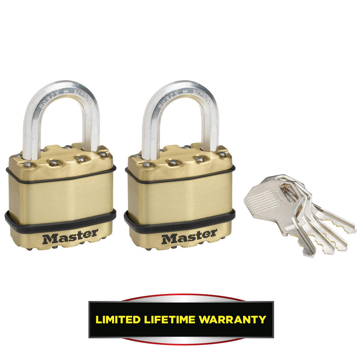 Lot de 2 cadenas avec clé MASTER LOCK acier laminé, l.45 mm - 6