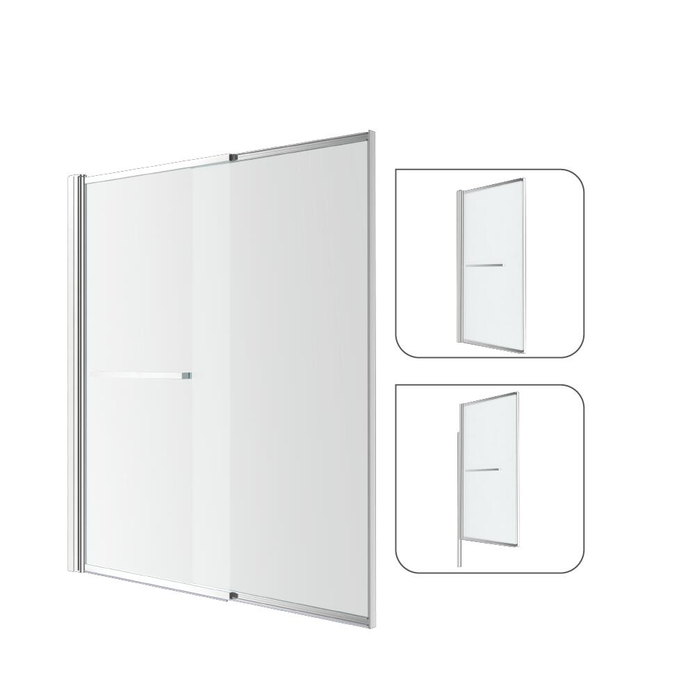 Pare-baignoire 2 volets pivotant relevable transparent chromé H.140 x l.123cm Ea - 7