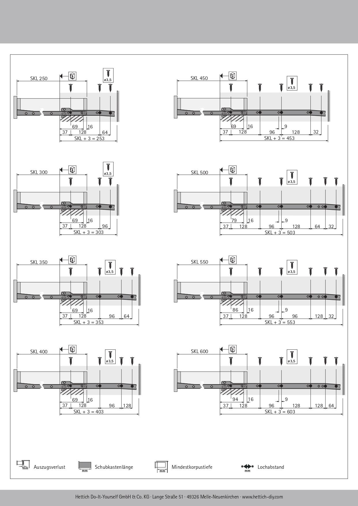 Coulisse pour tiroir à galets, HETTICH 20 kg L.35 cm - 3