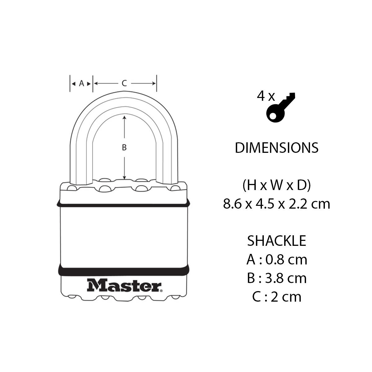 Cadenas avec clé MASTER LOCK acier laminé, l.45 mm - 3