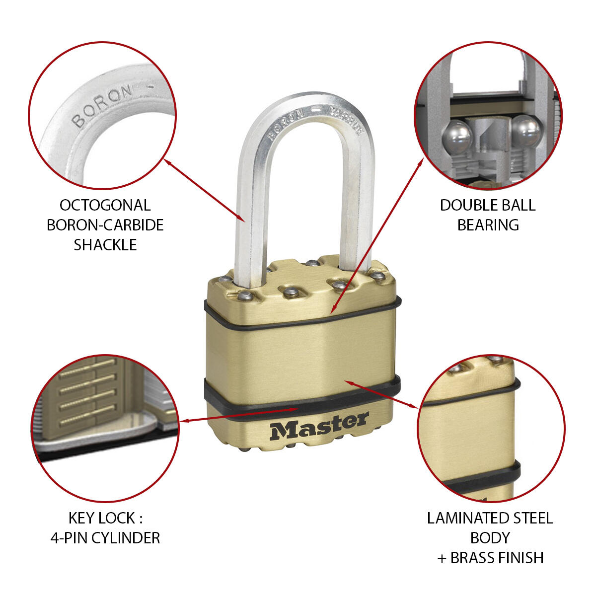 Cadenas avec clé MASTER LOCK acier laminé, l.45 mm | Leroy Merlin
