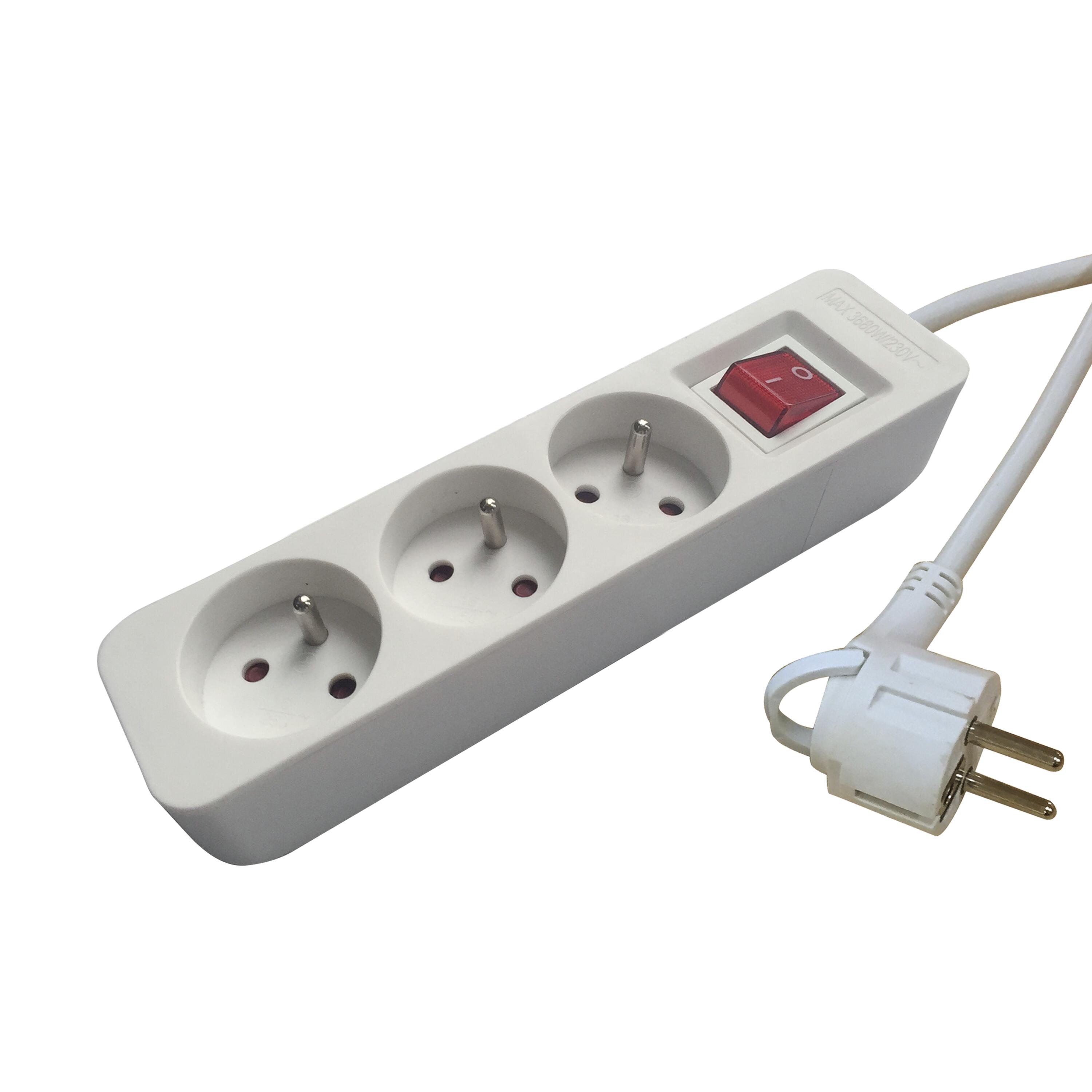 Multiprise 3 prises avec interrupteur 1.5 m blanc LEXMAN - 3