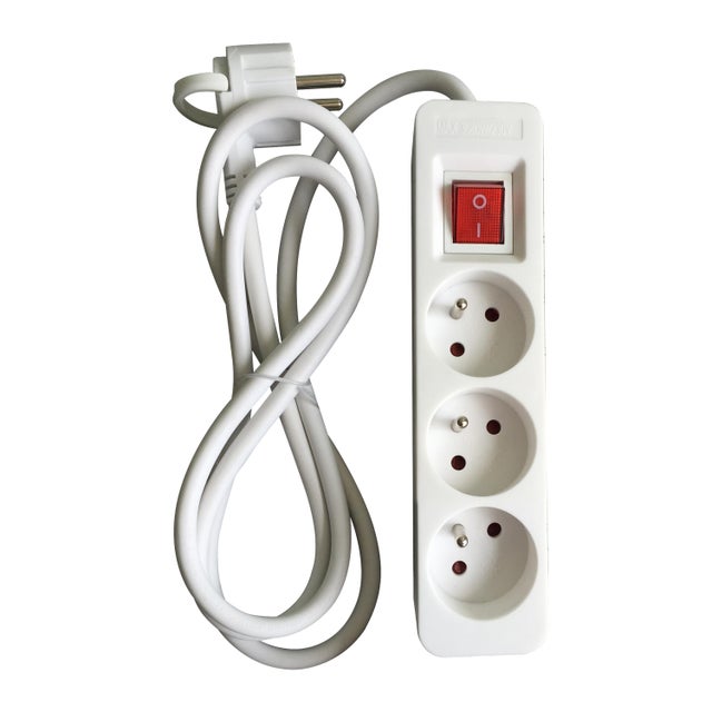 Multiprise 3 prises avec interrupteur 1.5 m blanc LEXMAN