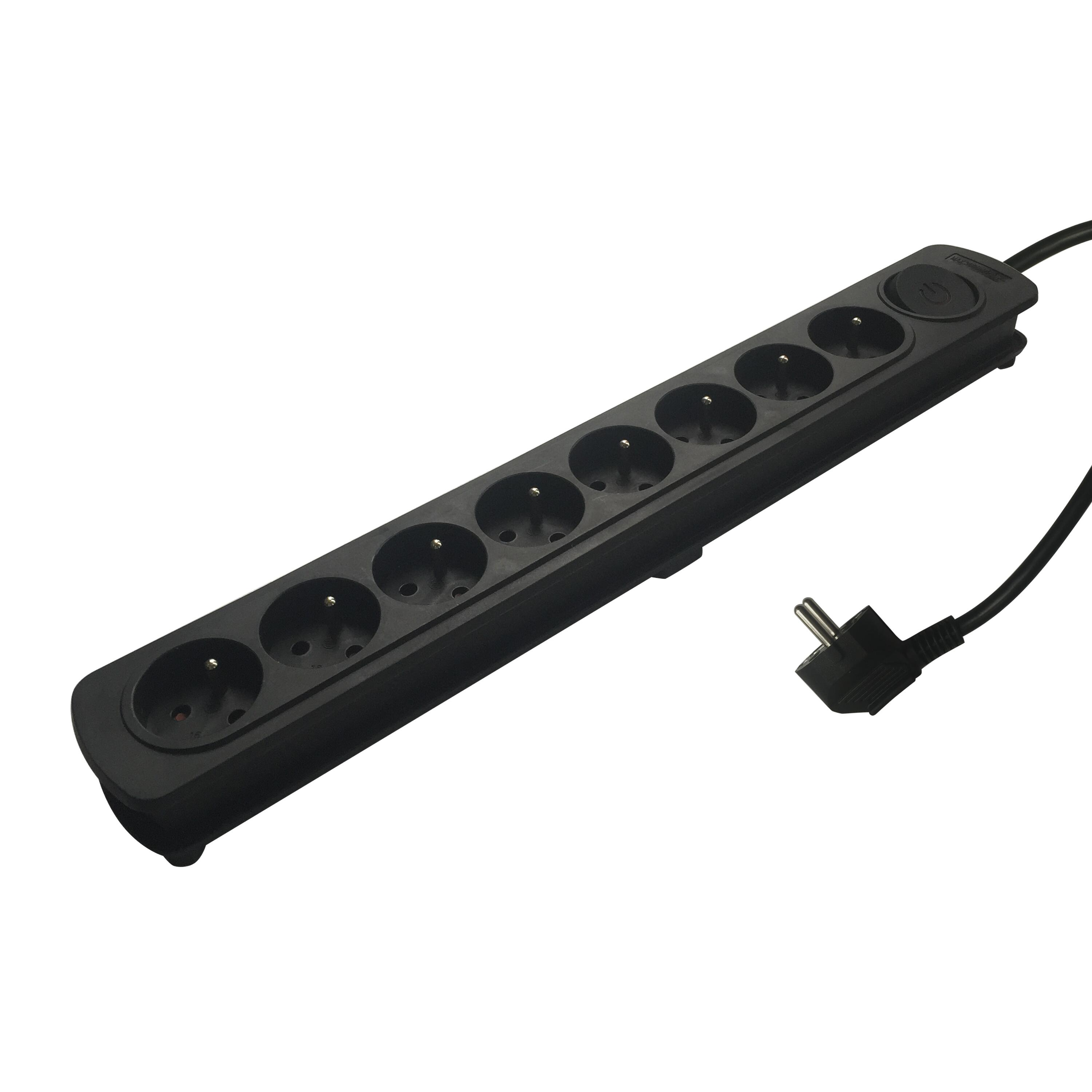 Multiprise filaire avec interrupteur, 8 prises noir, 1.5M, LEXMAN - 2