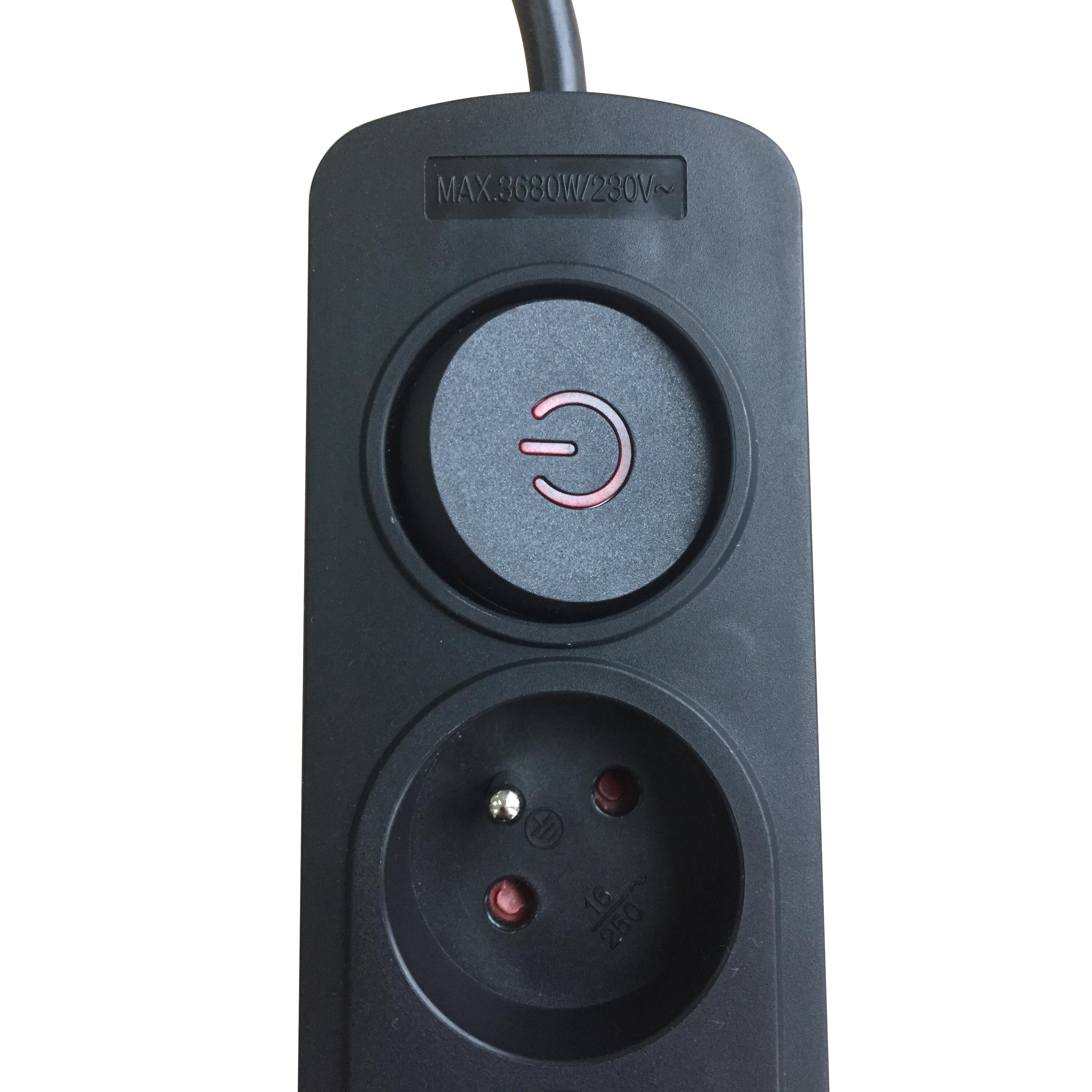 Multiprise filaire avec interrupteur, 8 prises noir, 1.5M, LEXMAN - 3