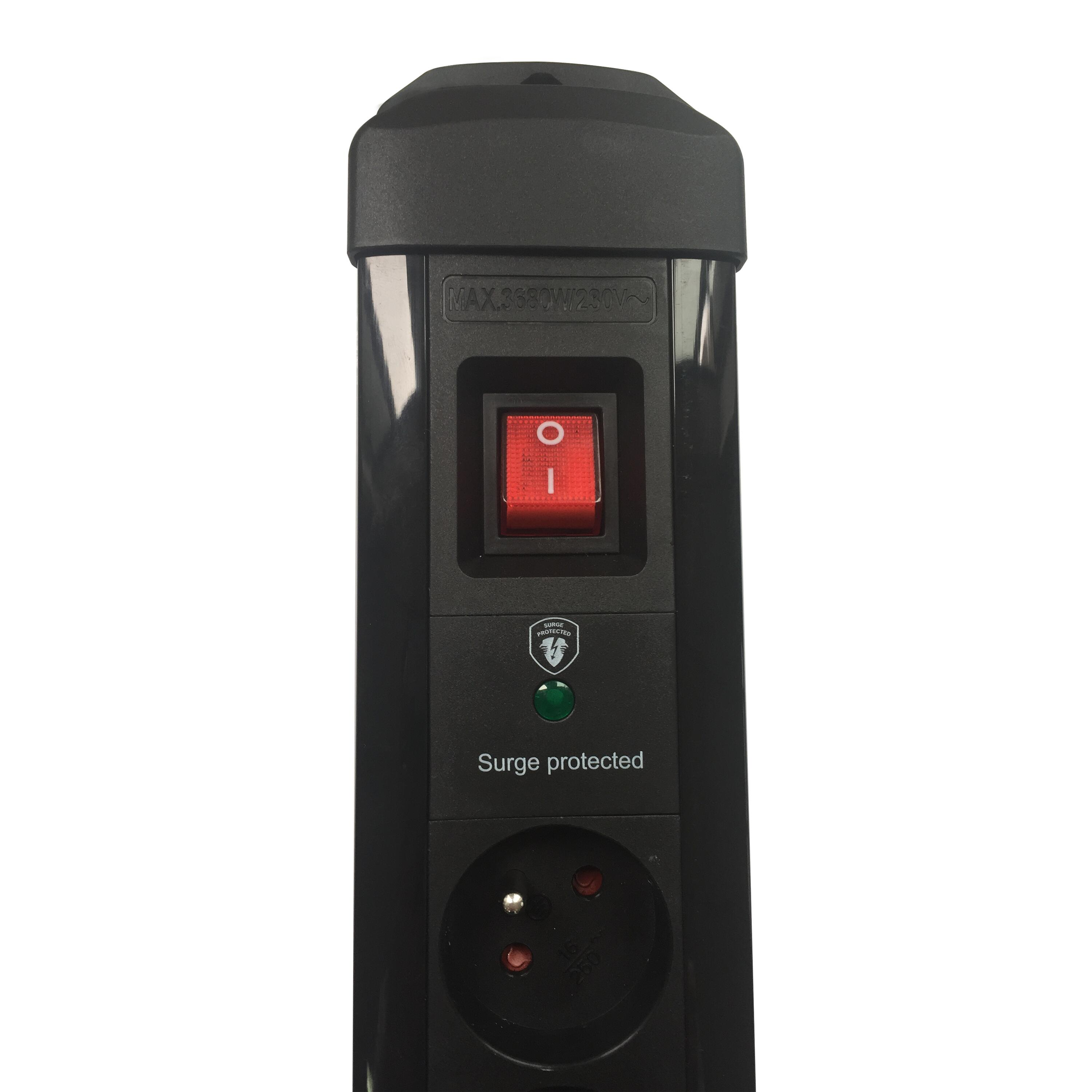 Multiprise USB parafoudre, 5 prises + 2 USB-A noir, 3680 W, LEXMAN - 4