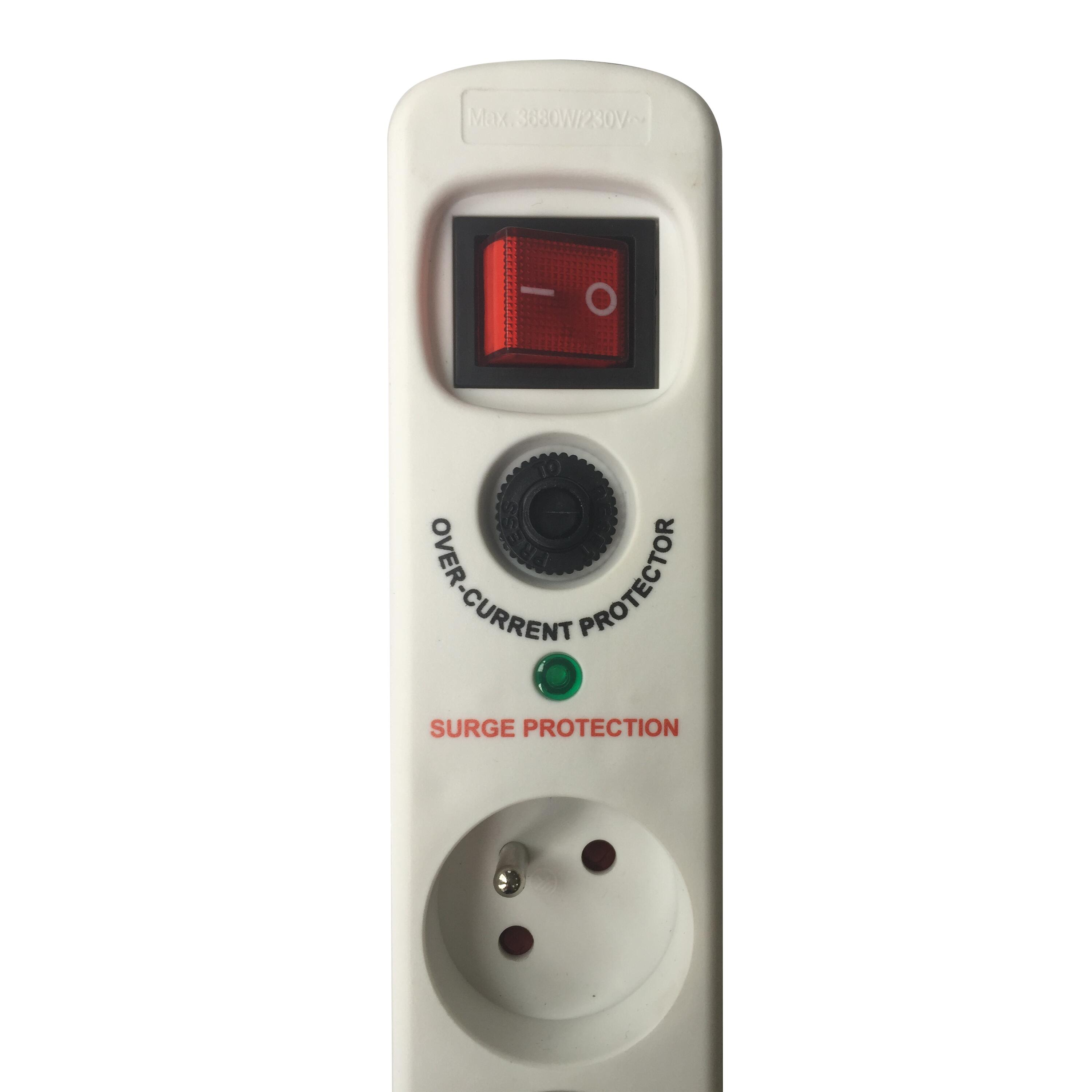 Multiprise parafoudre, 5 prises h05vv-f LEXMAN, 3680 W, blanche - 3