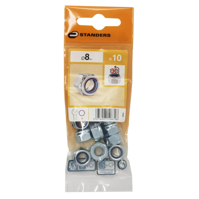 10 écrous acier STANDERS, Ø8 mm