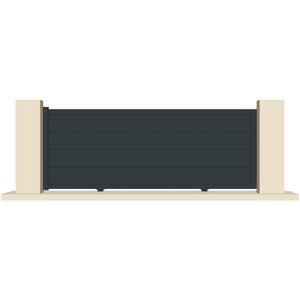 Portail coulissant motorisé aluminium Aze gris anthracite, l.358 x H.139.7 cm
