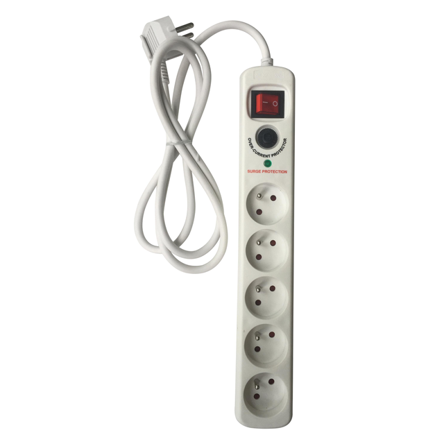 Multiprise parafoudre, 5 prises h05vv-f LEXMAN, 3680 W, blanche
