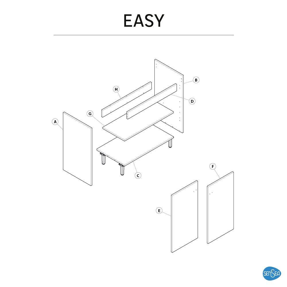 Mobile da bagno a terra L 70 x H 80 x P 40 cm rovere laccato opaco, 2 ante SENSEA Easy - 15