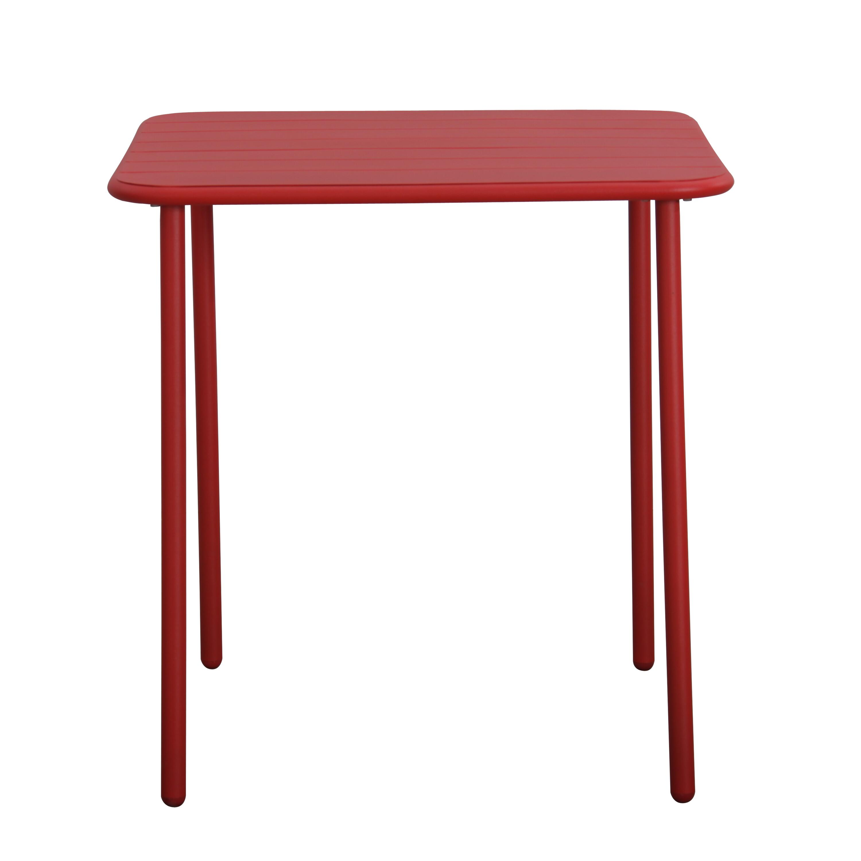 Table de jardin CAFE carrée en métal coloris rouge – 2 personnes - 3