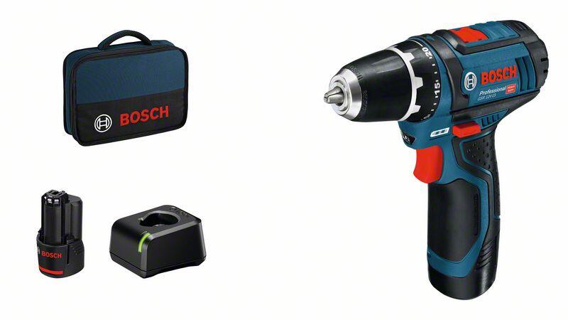 Perceuse sans fil 12 V BOSCH PROFESSIONAL GSR 12V-15, 30 Nm + 2 batteries 2Ah - 2