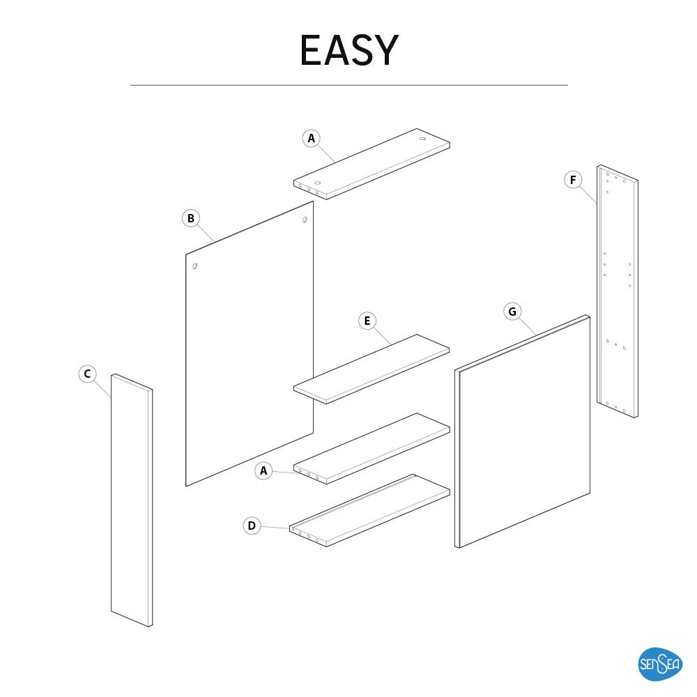 Pensile bagno Easy rovere in legno SENSEA, 1 anta apertura da sinistra P 16.3 x L 50 x H 70 cm - 11