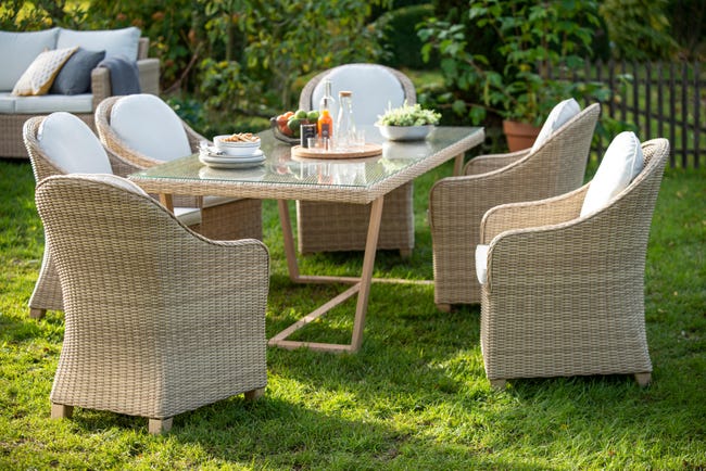 Set tavolo e sedie Medena NATERIAL in alluminio beige per