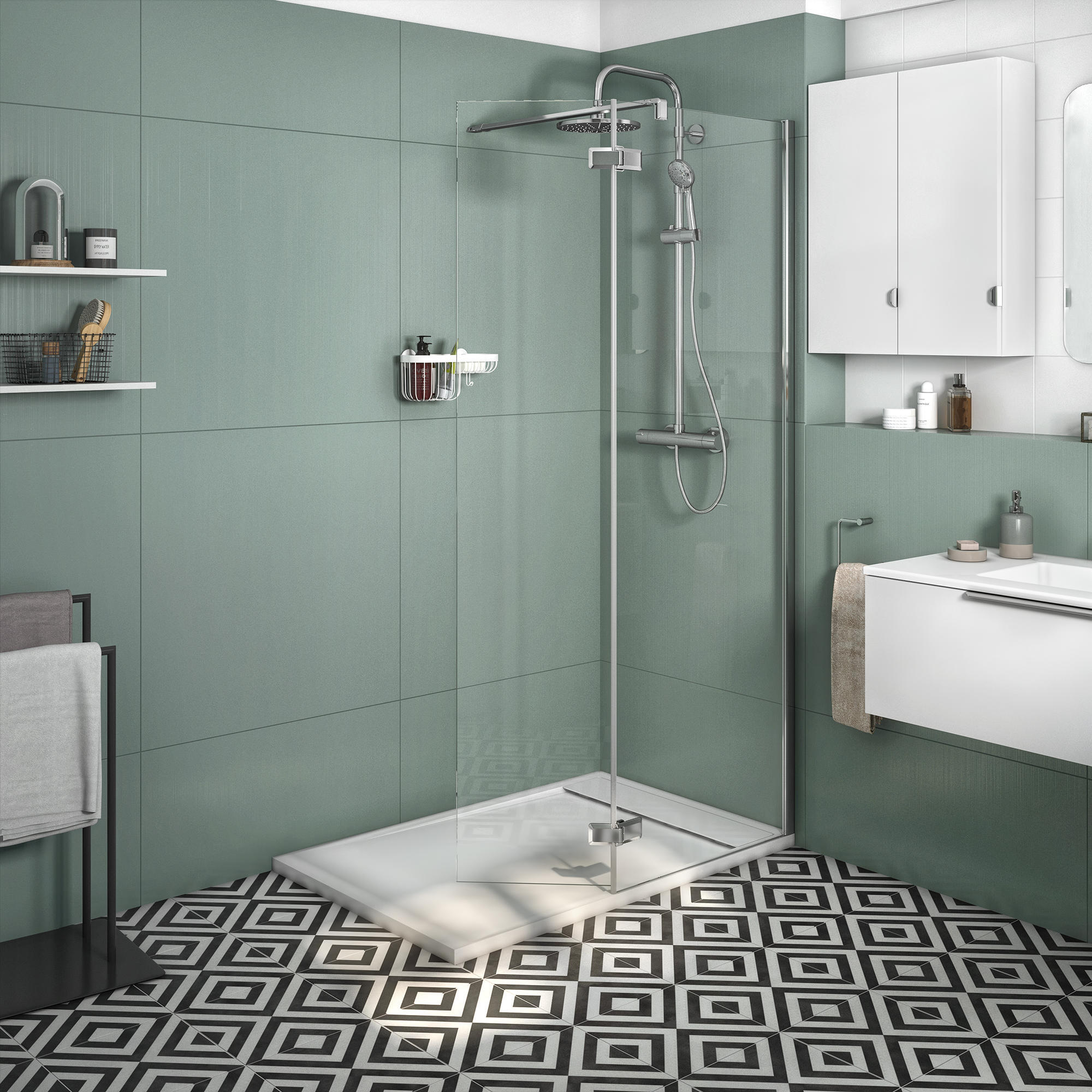 Paroi de douche à l'italienne verre transparent, l.70+40 cm, Ep.8 mm