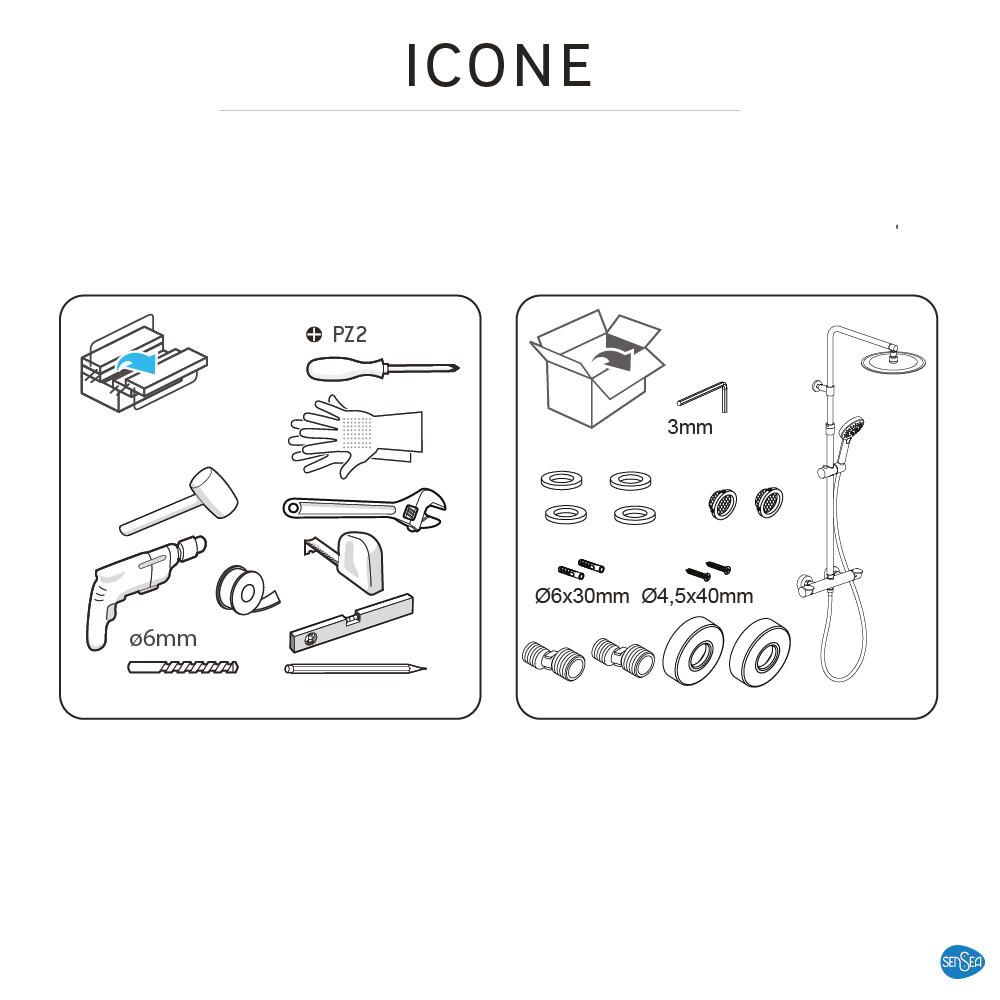 Colonne de douche avec robinet thermostatique, SENSEA Icône, Chrome - 9