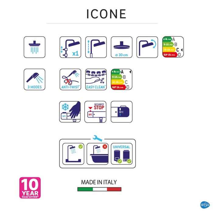 Picto colonne de douche icone thermostatique