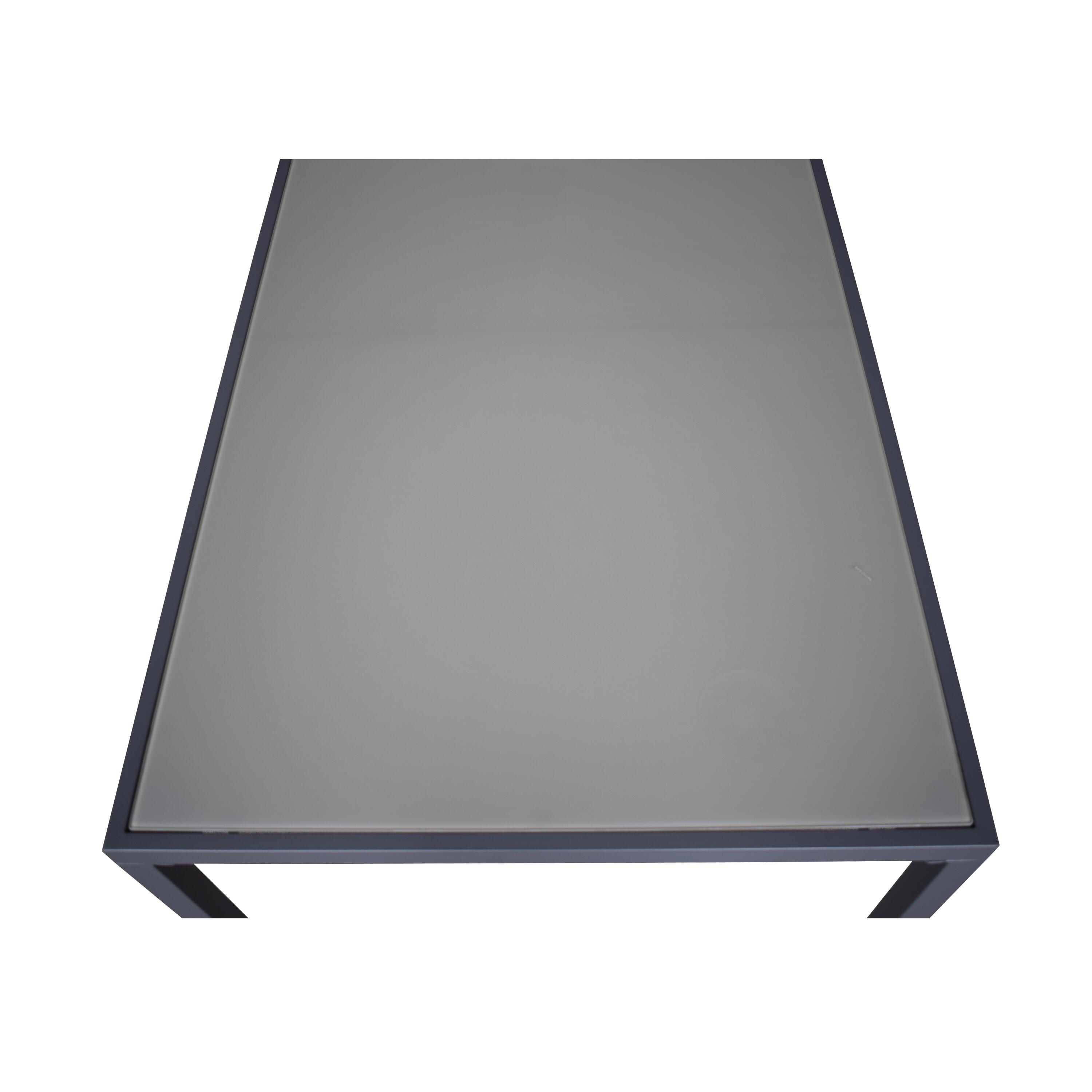 Tavolo da pranzo per giardino in acciaio con piano in vetro antracite per 6 persone 90x150cm - 6