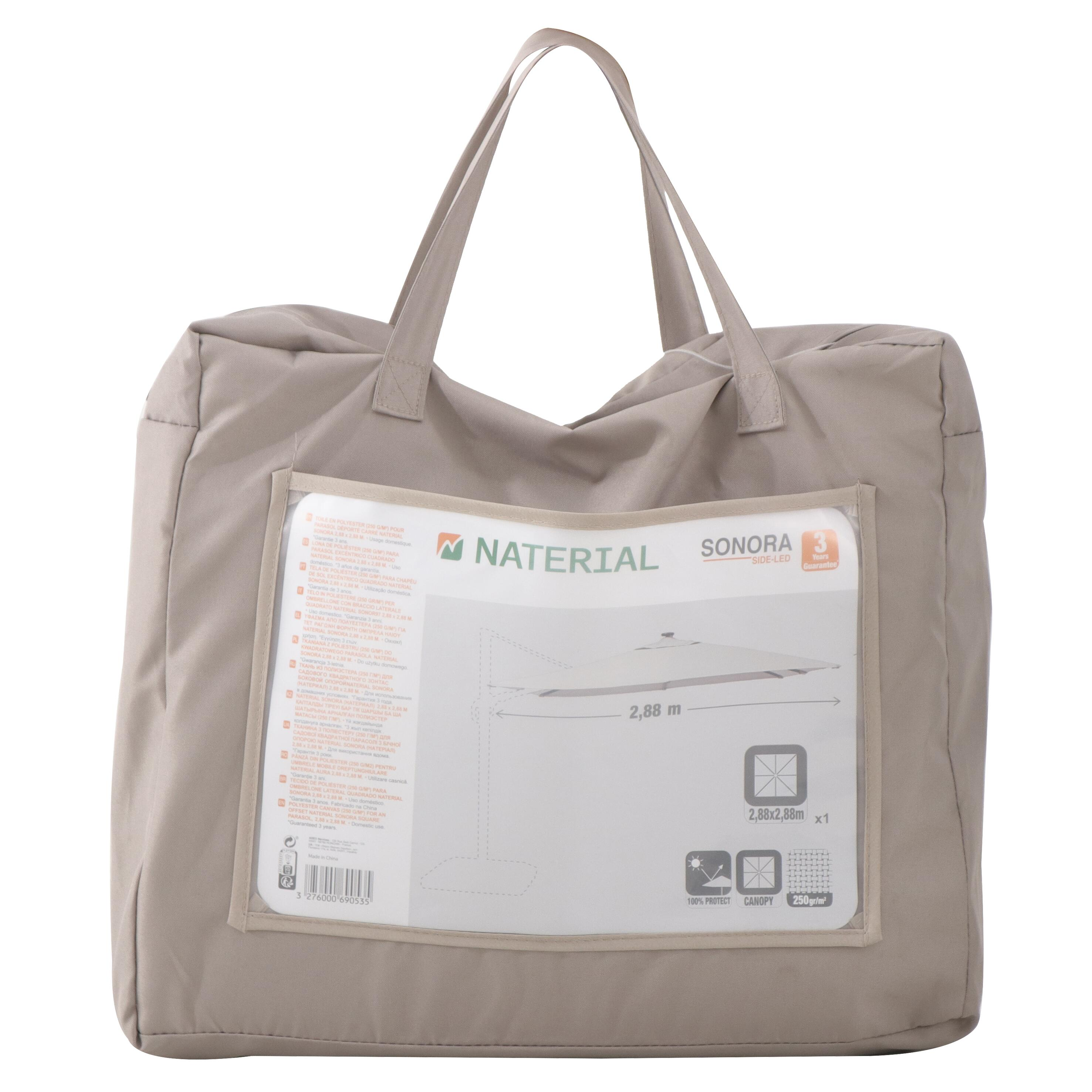 Toile de rechange pour parasol déporté Sonora taupe, L.285 x l.285 cm - 4