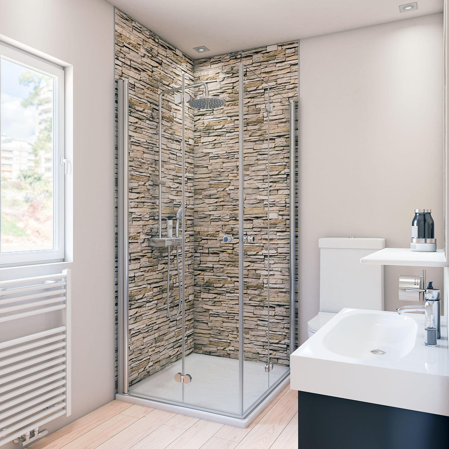 Panneau mural PIERRES NATURELLES CLAIR finition Mat L.100 cm x H.255 cm - 2