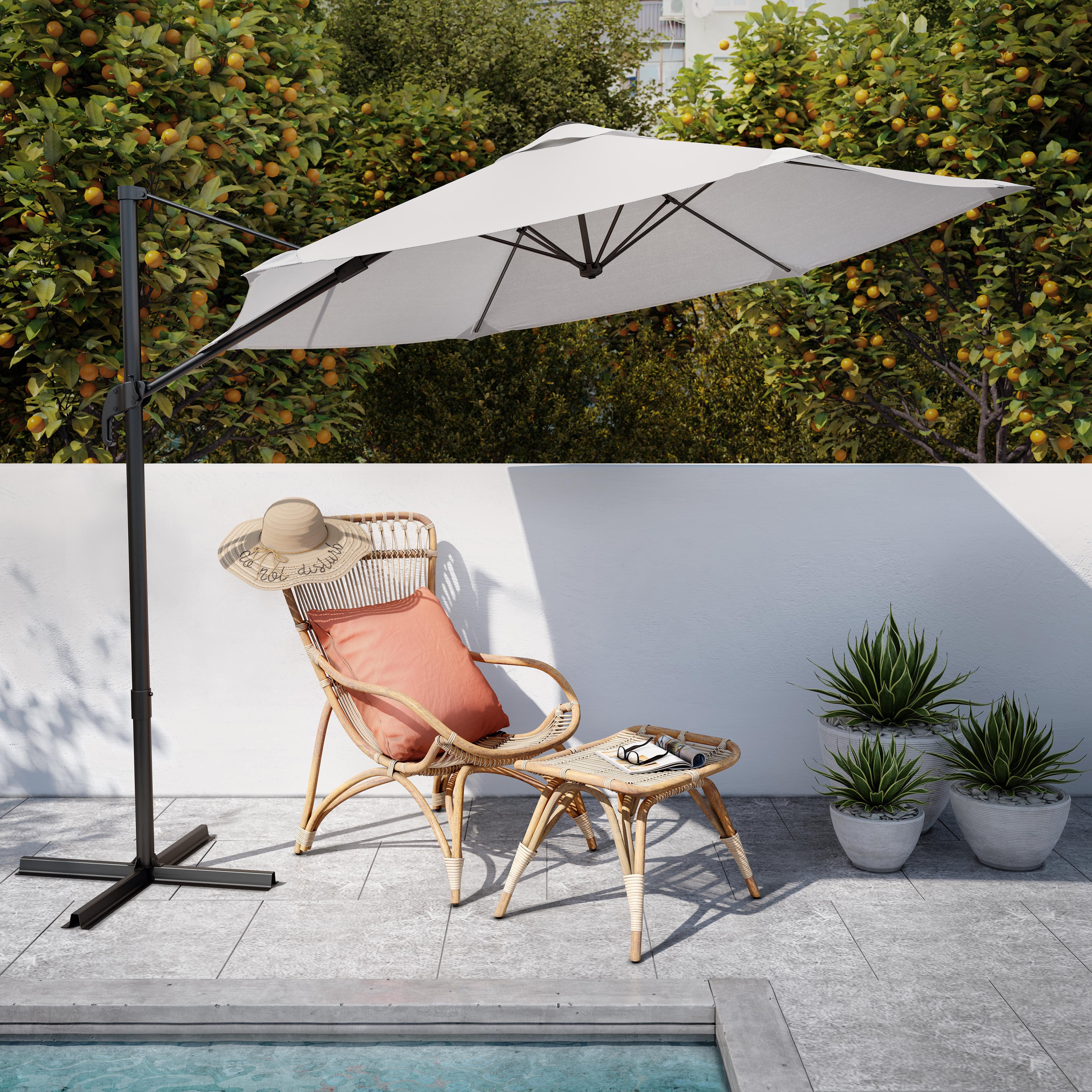 Parasol déporté hexagonal blanc Avea NATERIAL L.292 x l.292 cm - 6
