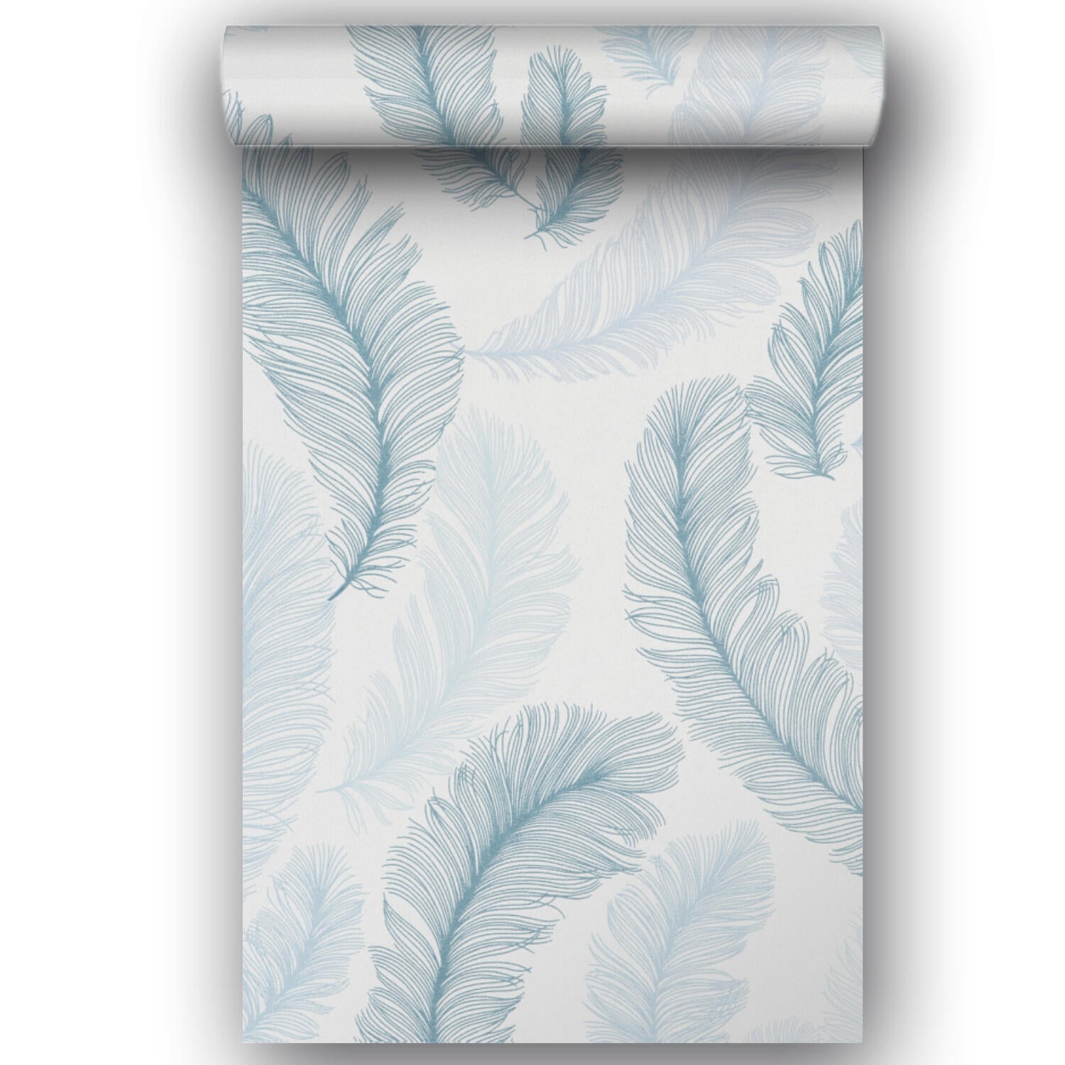Papier peint intissé Plume paillette bleu - 3