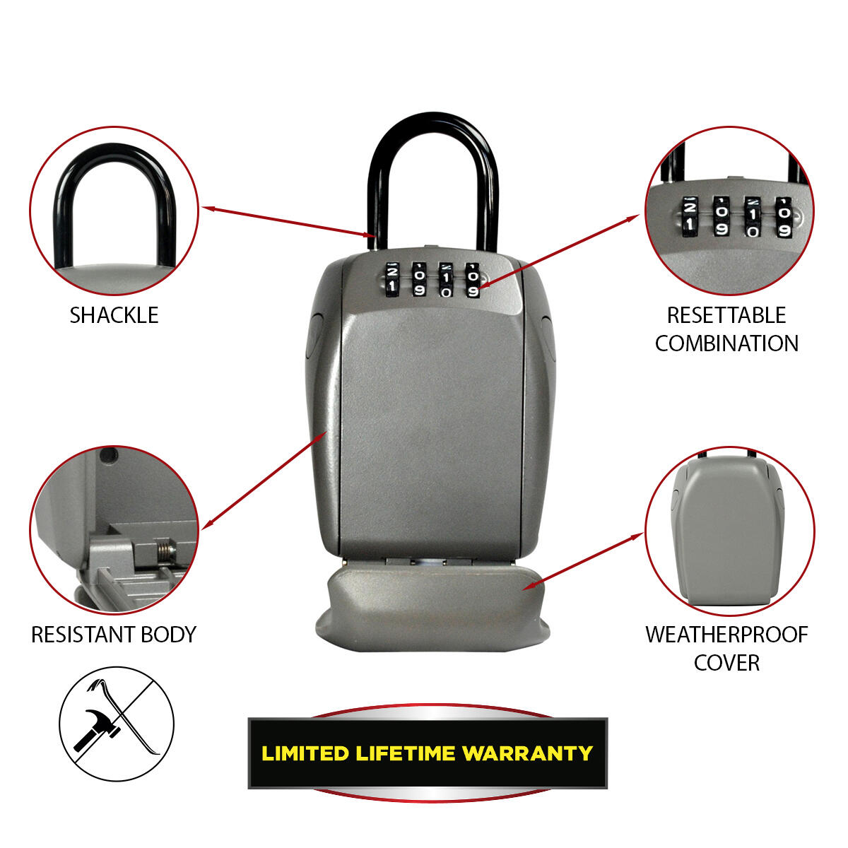 Boîte à clé à sécurisé avec anse H.13,5 x l.10,5 x P.4,6 cm - MASTER LOCK 5414EURD  - 8