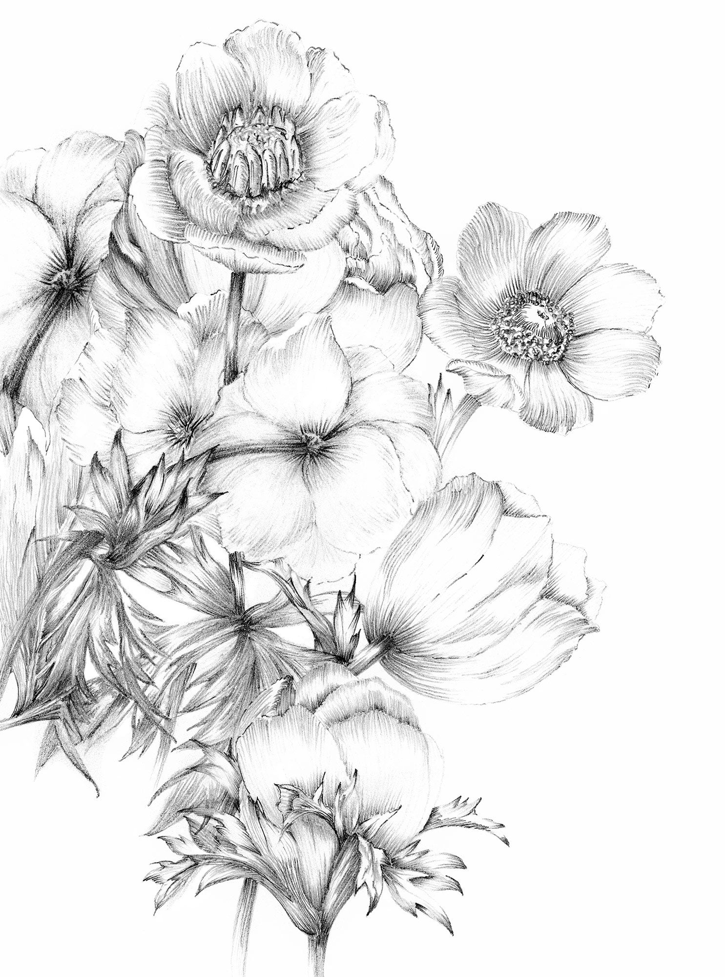 Papier peint panoramique Embroidery blanc & noir l.184 x H.248 cm - 2