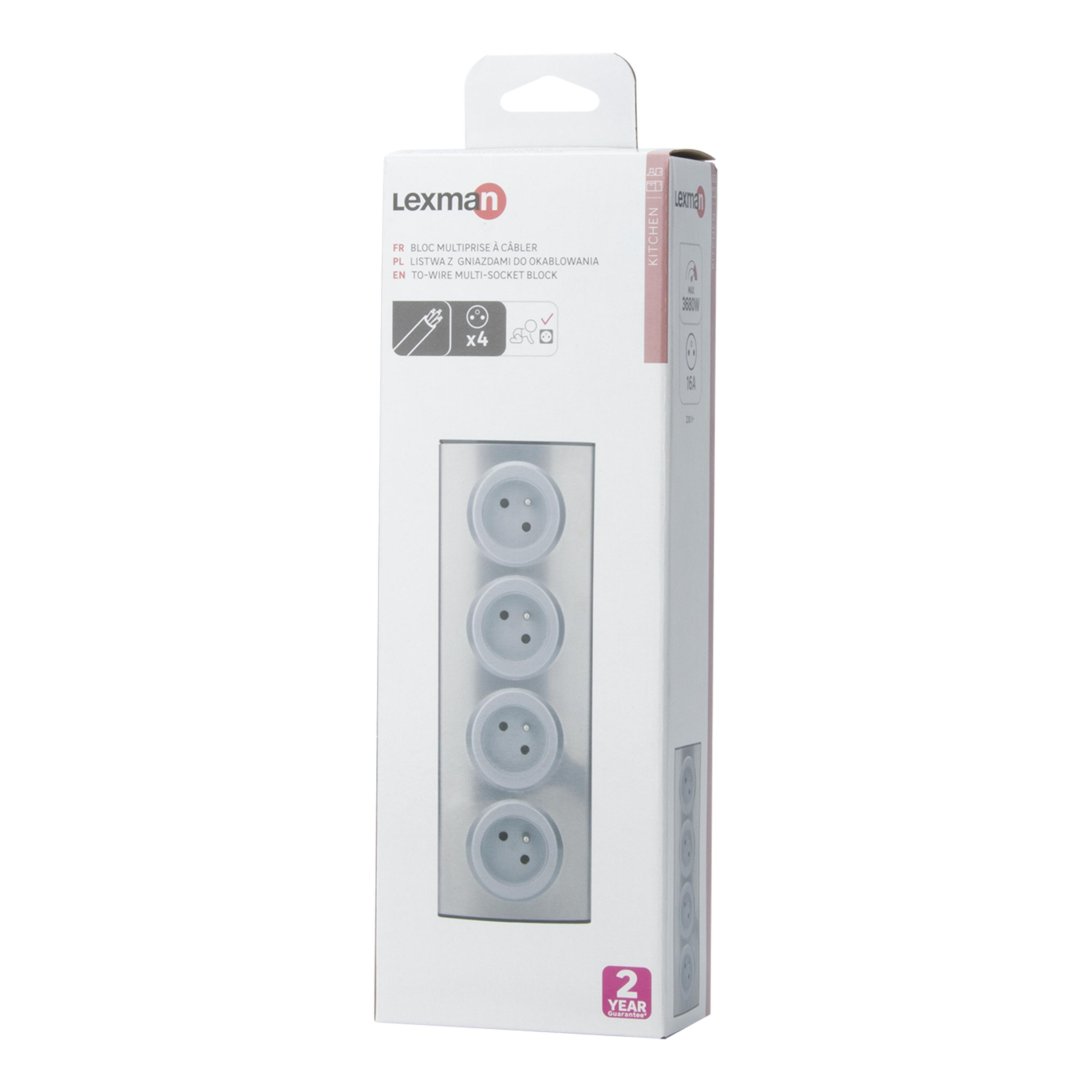 Multiprise d'angle à câbler, 4 prises, LEXMAN - 6