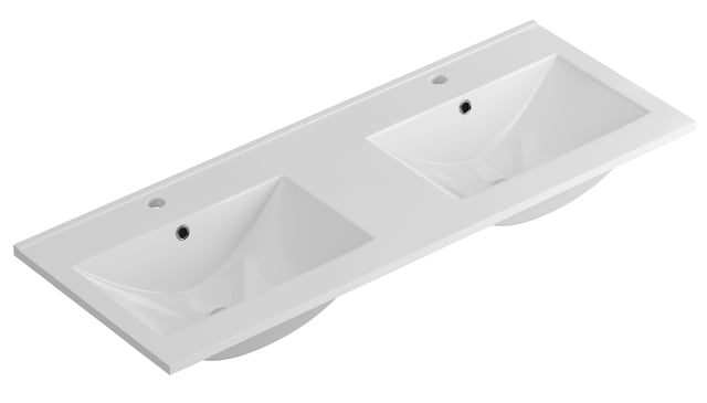 Plan double vasque(s) intégrée(s) Max céramique blanc Brillant l.121 x P.46 cm