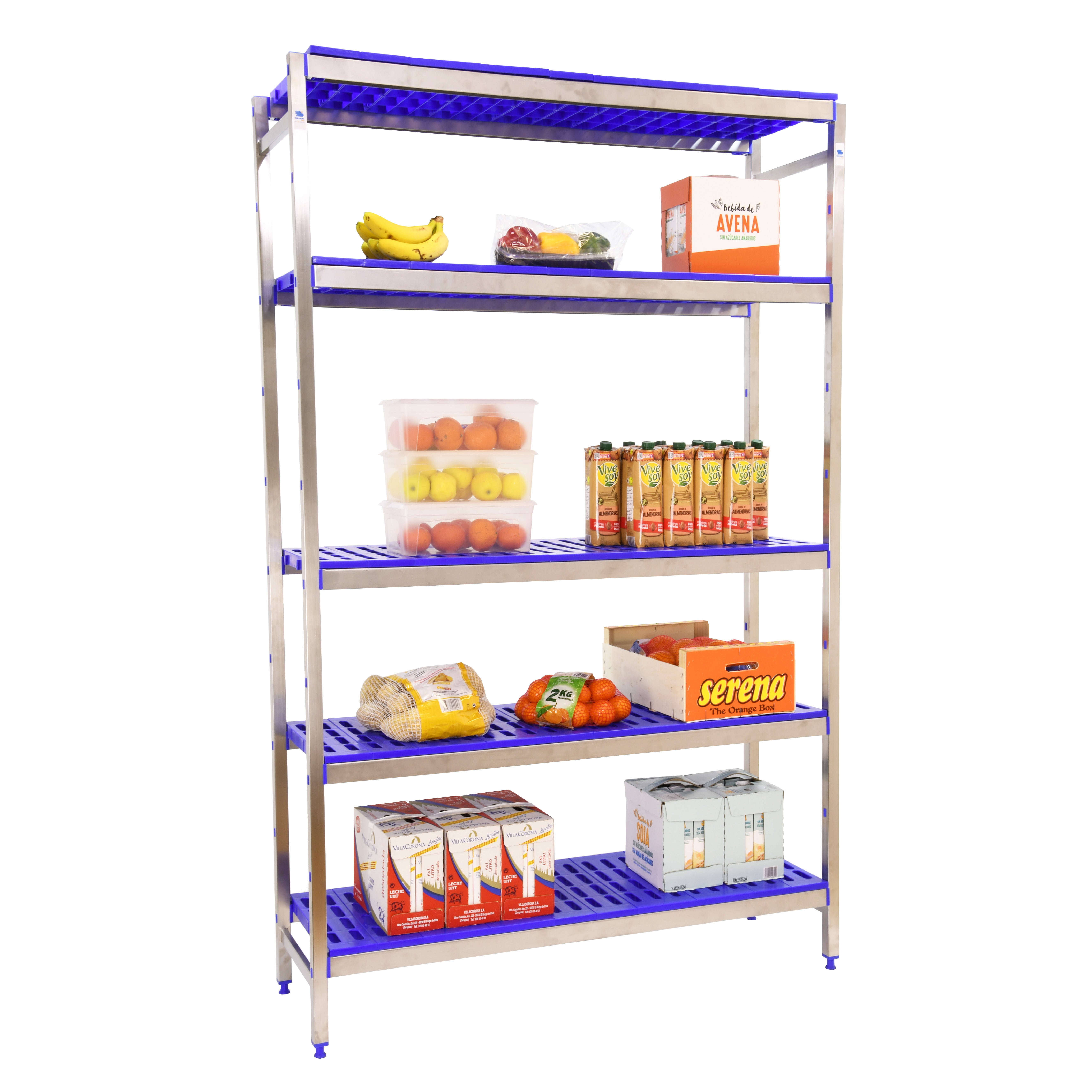 Estantería metálica en kit de acero inoxidable de 40x166 cm y carga max. 180 kg