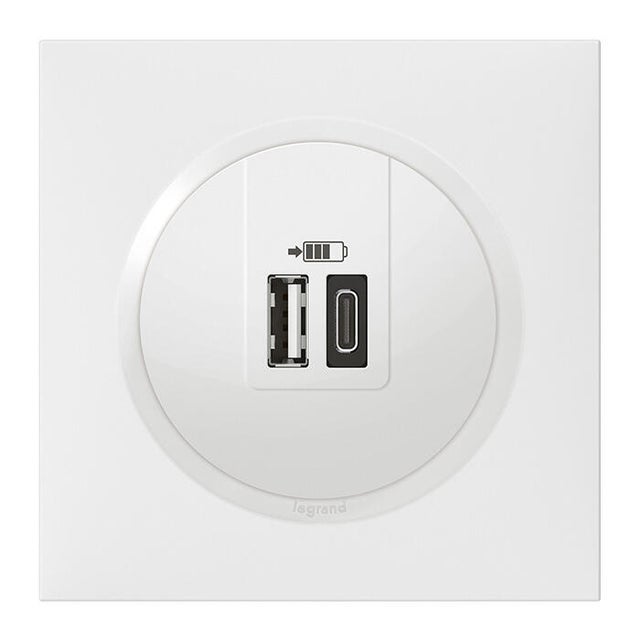 Prise chargeur USB complet Dooxie, LEGRAND blanc