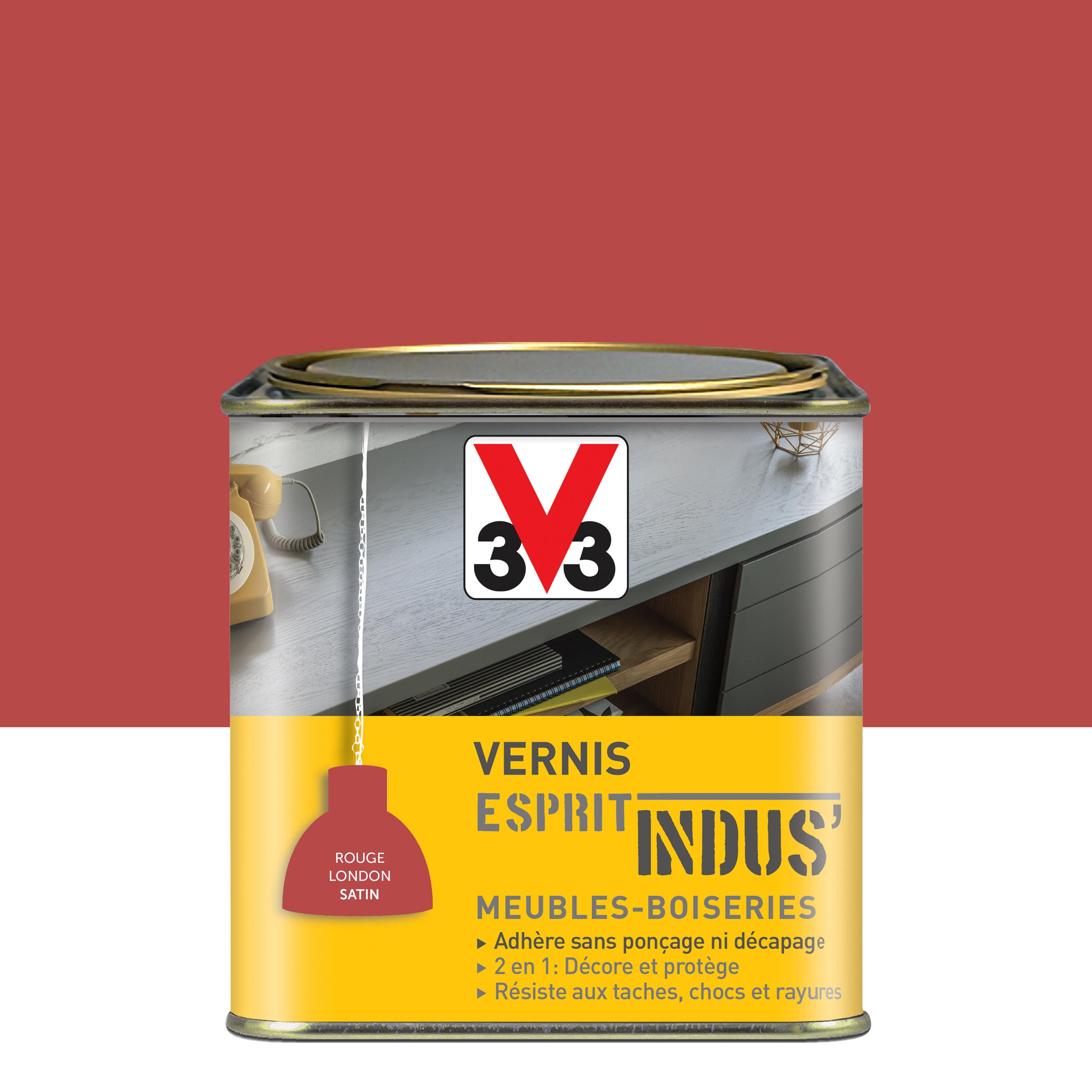 Vernis bois intérieur V33, rouge london Esprit indus'® satiné, 0.75l ...